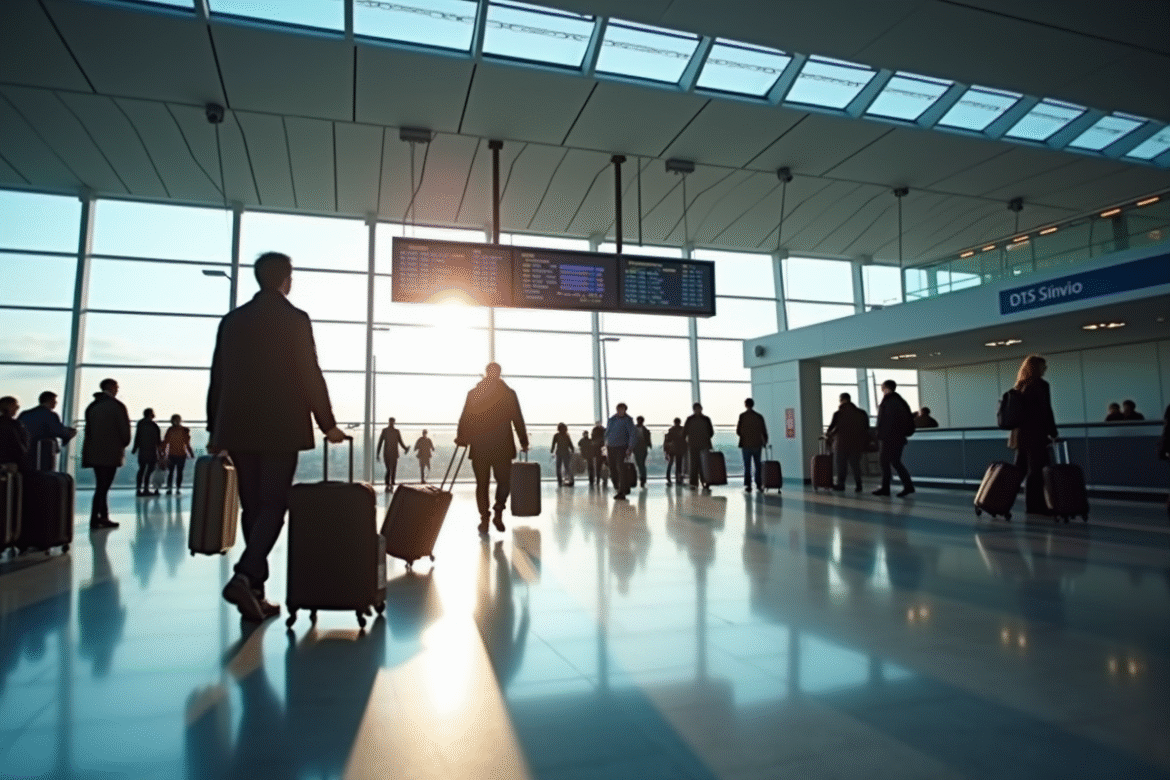 Hall d'embarquement animé à Paris avec voyageurs