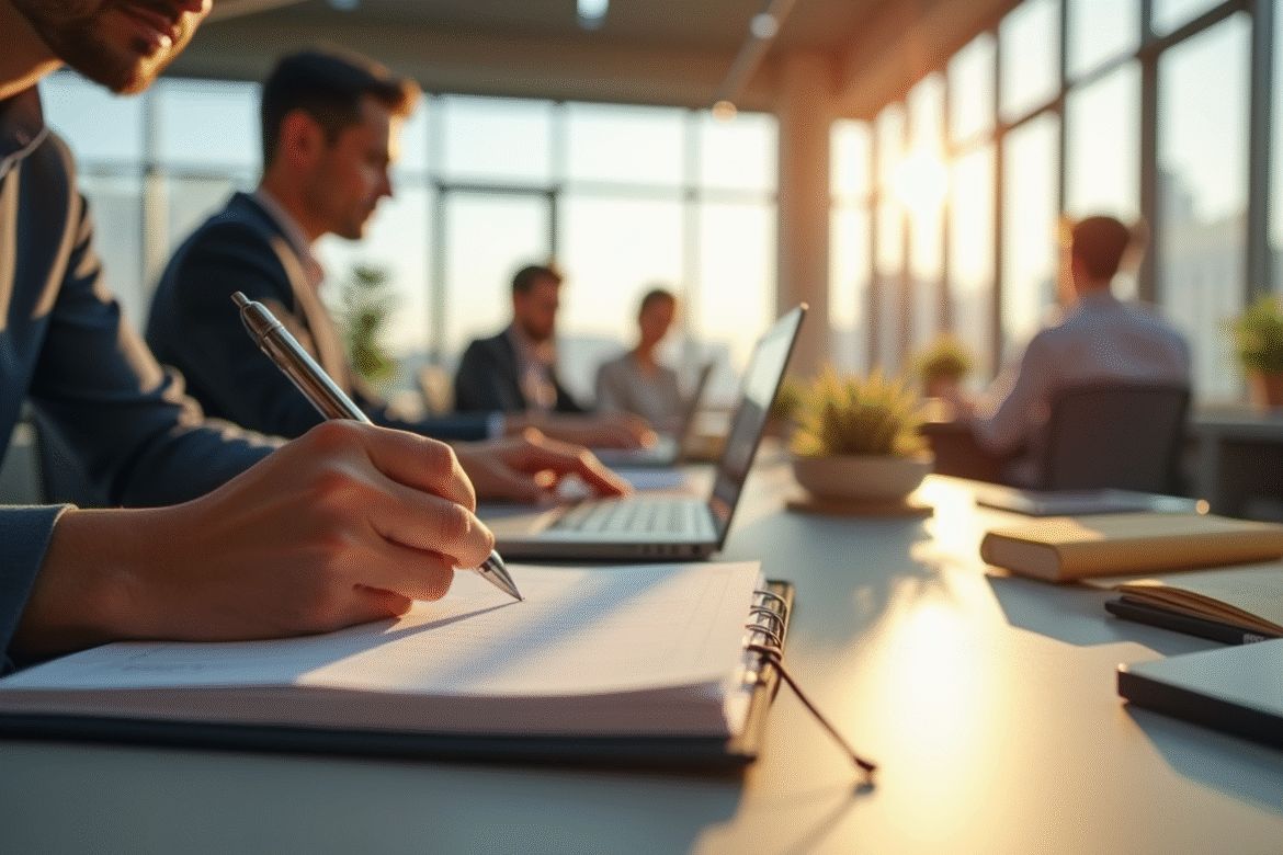 Espace de bureau moderne et lumineux avec collaborateurs