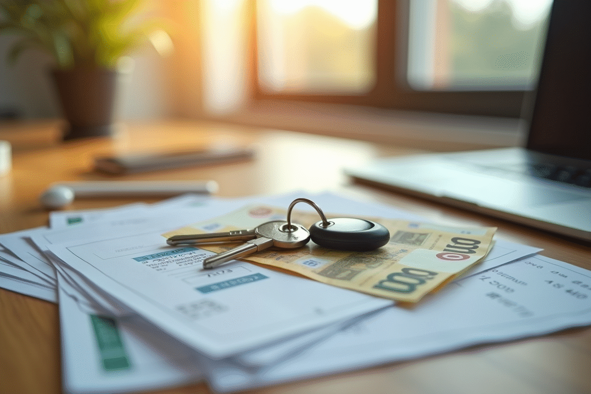 Clés de maison sur documents fiscaux et billets d euro