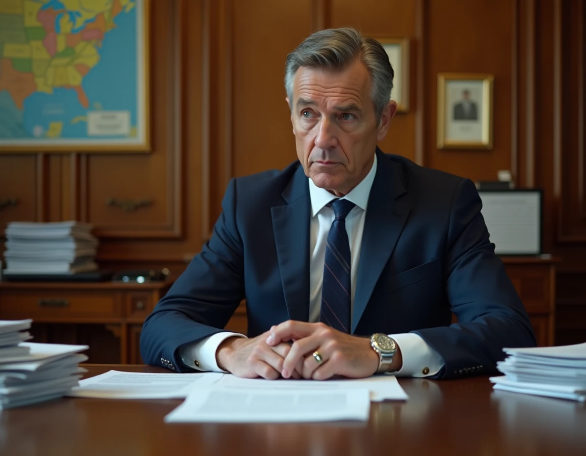 Élu municipal examinant des documents officiels concernant l'avenir d'une infrastructure publique