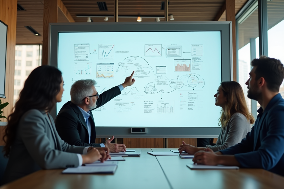 Groupe diversifié de jeunes et senior en réunion collaborative