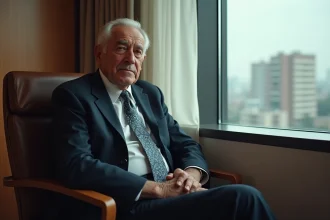 Homme age persan en costume dans une chambre d'hôpital