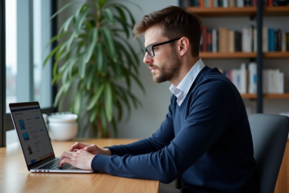 Jeune homme professionnel compare VPN sur son ordinateur