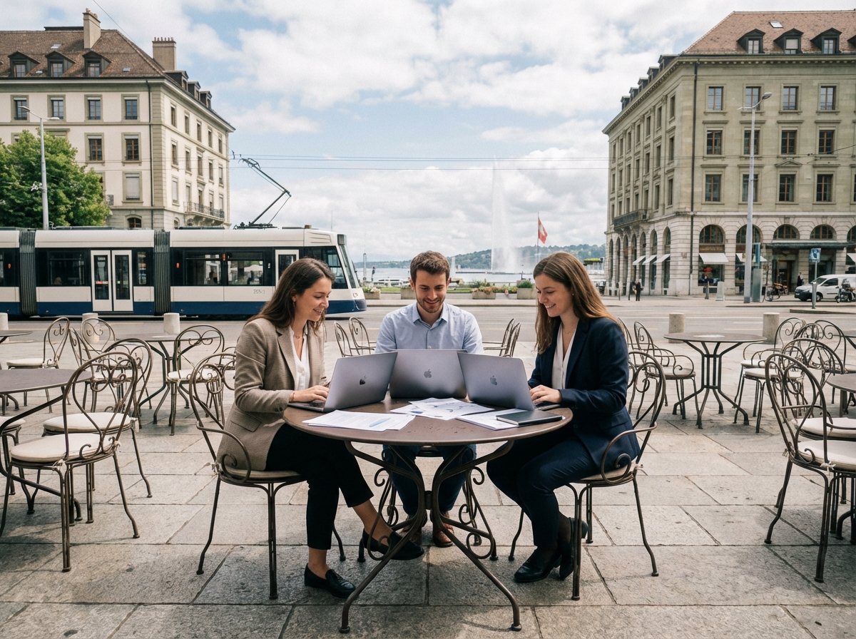 Jeunes professionnels français au café à Genève