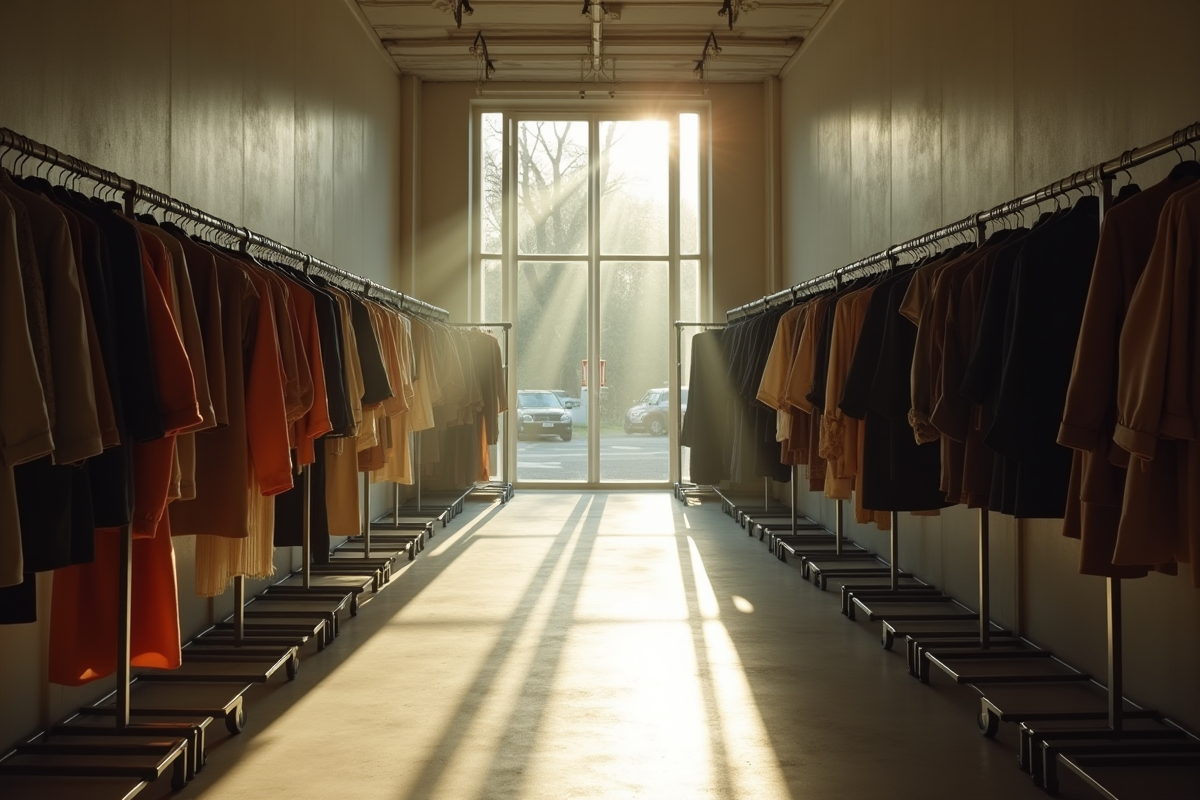 Rayon de vêtements presque vide dans Zara abandonné